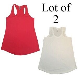 Lot of 2 Small Racerback Tank Tops Sleeveless Shirts 1Red/ 1 White